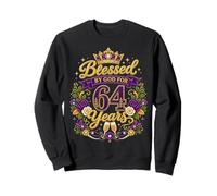 Blessed by God for 64 Years Old Women 64th Birthday Queen Sudadera
