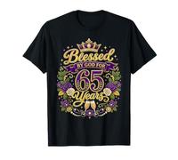 Blessed by God for 65 Years Old Women 65th Birthday Queen Camiseta