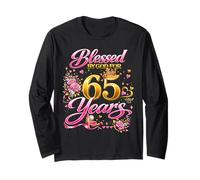 Blessed by God for 65 Years Old Women 65th Birthday Queen Manga Larga
