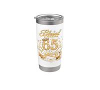 Blessed by God for 65 Years Old Women 65th Birthday Queen Vaso térmico de acero inoxidable de doble pared