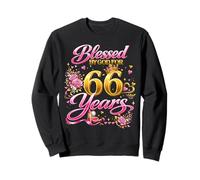 Blessed by God for 66 Years Old Women 66th Birthday Queen Sudadera