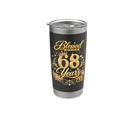 Blessed by God for 68 Years Old Women 68th Birthday Queen Vaso térmico de acero inoxidable de doble pared