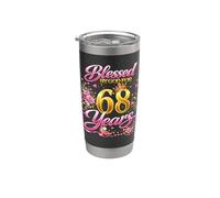 Blessed by God for 68 Years Old Women 68th Birthday Queen Vaso térmico de acero inoxidable de doble pared