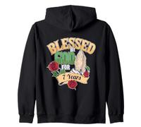 Blessed by God For 7 Years 7th Birthday Party Rating Hands Sudadera con Capucha