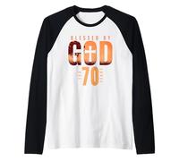 Blessed by God For 70 Years 70th Birthday Tema religioso Camiseta Manga Raglan