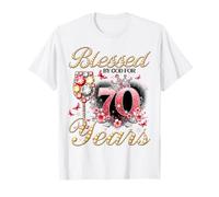 Blessed by God for 70 Years Old Women 70th Birthday Queen Camiseta