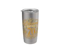 Blessed by God for 70 Years Old Women 70th Birthday Queen Vaso térmico de acero inoxidable de doble pared