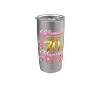 Blessed by God for 70 Years Old Women 70th Birthday Queen Vaso térmico de acero inoxidable de doble pared