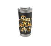 Blessed by God for 70 Years Old Women 70th Birthday Queen Vaso térmico de acero inoxidable de doble pared