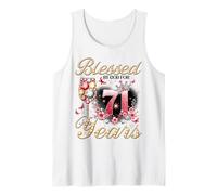 Blessed by God for 71 Years Old Women 71st Birthday Queen Camiseta sin Mangas