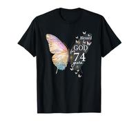 Blessed by God for 74 años Butterfly Art 74th Birthday Camiseta