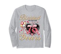 Blessed by God for 75 Years Old Women 75th Birthday Queen Manga Larga