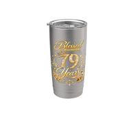 Blessed by God for 79 Years Old Women 79th Birthday Queen Vaso térmico de acero inoxidable de doble pared