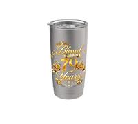 Blessed by God for 79 Years Old Women 79th Birthday Queen Vaso térmico de acero inoxidable de doble pared