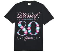 Blessed by God For 80 Years Old 80th Birthday Woman Queen Comfort Colors Adult Heavyweight T-Shirt