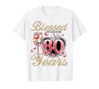 Blessed by God for 80 Years Old Women 80th Birthday Queen Camiseta