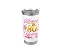 Blessed by God for 80 Years Old Women 80th Birthday Queen Vaso térmico de acero inoxidable de doble pared