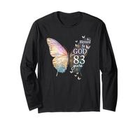 Blessed by God for 83 años Butterfly Art 83 cumpleaños Manga Larga