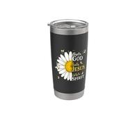 Blessed By God Loved By Jesus Led By Spirit Faith Vaso térmico de acero inoxidable de doble pared