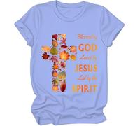 Blessed by God Loved by Jesus Led by The Spirit, camiseta Blessed Girl para mujer, camisas religiosas para mujeres y hombres, Azul (carolina blue), XL