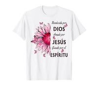 Blessed By God Loved By Jesus Pink Sunflower En Español Camiseta