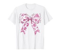 Blessed By God Loved By Jesus Pink Toile Coquette Bow Camiseta