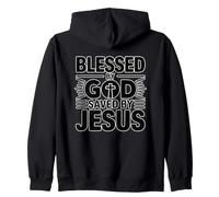 Blessed by God Saved by Jesus Sudadera con Capucha