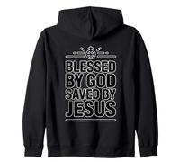 Blessed by God Saved by Jesus Sudadera con Capucha