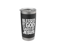 Blessed By God Saved By Jesus Vaso térmico de acero inoxidable de doble pared