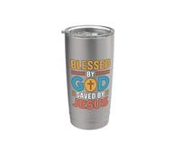 Blessed By God Saved By Jesus Vaso térmico de acero inoxidable de doble pared