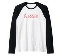 Blessed - Christian Faith Candy Cane Red & White Christmas Camiseta Manga Raglan