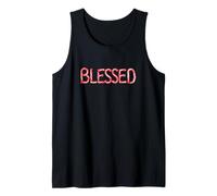 Blessed - Christian Faith Candy Cane Red & White Christmas Camiseta sin Mangas