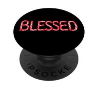 Blessed - Christian Faith Candy Cane Red & White Christmas PopSockets PopGrip Adhesivo