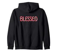 Blessed - Christian Faith Candy Cane Red & White Christmas Sudadera con Capucha
