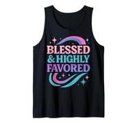 Blessed & Favored Life Christian Pastel Rainbow Retro Y2K Camiseta sin Mangas