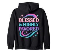 Blessed & Favored Life Christian Pastel Rainbow Retro Y2K Sudadera con Capucha