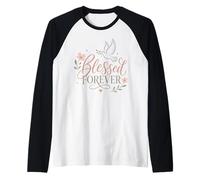Blessed Forever Christian Faith Dove Floral Inspirador Camiseta Manga Raglan