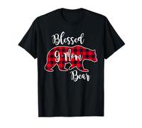Blessed G-Mom Bear Red Buffalo Check Plaid Divertido Regalo para Abuela Camiseta
