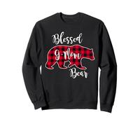 Blessed G-Mom Bear Red Buffalo Check Plaid Divertido Regalo para Abuela Sudadera