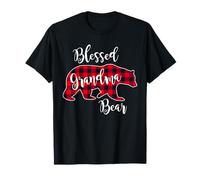 Blessed Grandma Bear Red Buffalo a Cuadros de Cuadros, Regalo para Abuela Camiseta