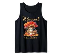 Blessed Is Best Cosecha de otoño y otoño Lindo Gato Vintage Camiseta sin Mangas