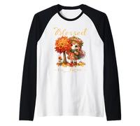 Blessed Is Best Otoño & Cosecha De Otoño Linda Chica Vintage Camiseta Manga Raglan