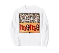 Blessed Mama Baseball Mom Softbol Mother Estampado de Leopardo Sudadera