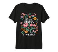 Blessed Mama Floral Christian Butterfly Let Go and Let God Camiseta Premium