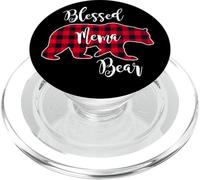 Blessed Mema Bear Red Buffalo Check Plaid Divertido Regalo para Abuela PopSockets PopGrip para MagSafe