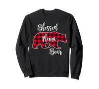 Blessed Mema Bear Red Buffalo Check Plaid Divertido Regalo para Abuela Sudadera