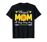 Blessed Mom All Day Every Day Flowers Mamá Día de la Madre Mamá Camiseta