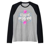 Blessed Mom Flower Cute Mothers Day For Mommy Camiseta Manga Raglan