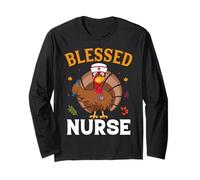 Blessed Nurse Funny Thanksgiving Thankful For Family Manga Larga