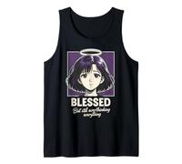 Blessed Overthinking Christian Anime Girl Manga Estética Camiseta sin Mangas